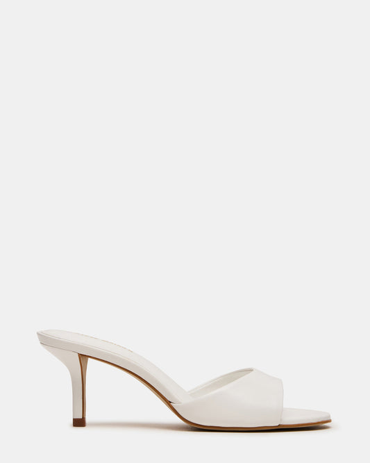 KENDRIX White Leather Mule Stiletto Women's Heel