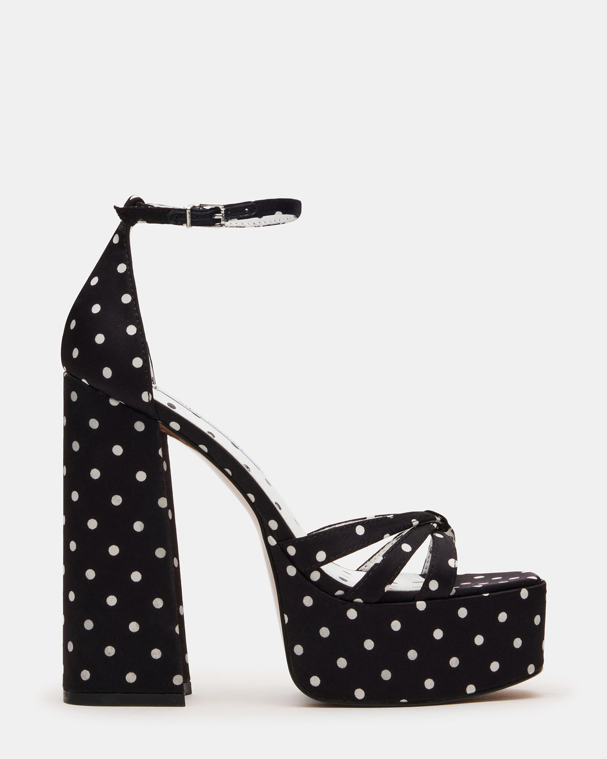 RETRO White/Black Polka Dot Open-Toe Block Heel Platform Women's Heel