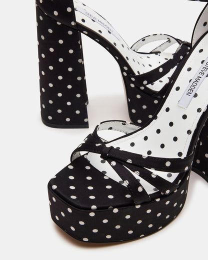 RETRO White/Black Polka Dot Open-Toe Block Heel Platform Women's Heel