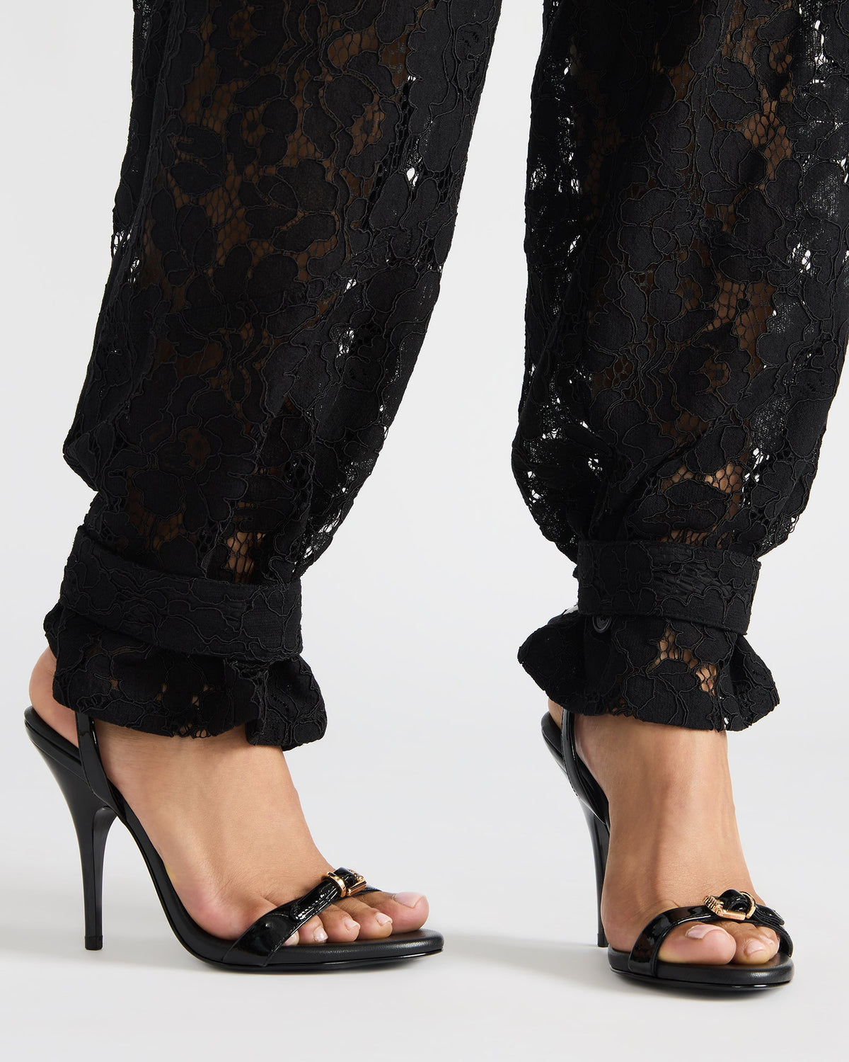 FOXX Black Patent Strappy Stiletto Open-Toe Women's Heel