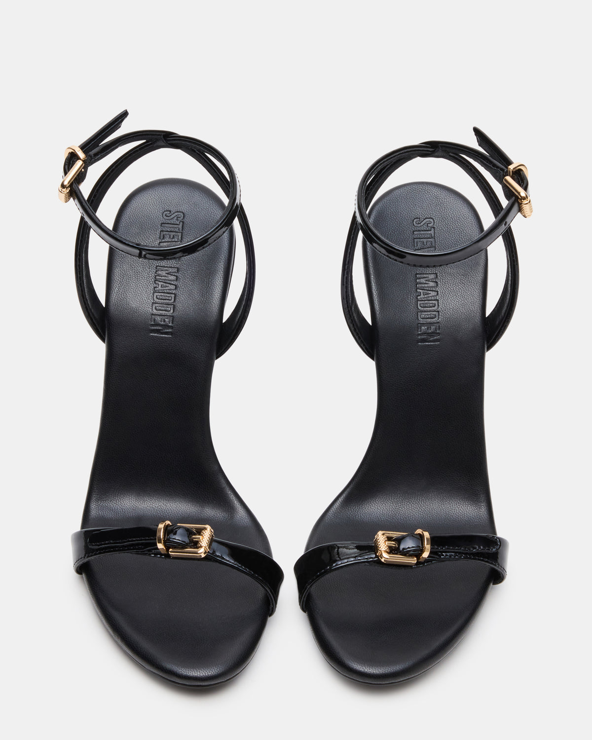 FOXX Black Patent Strappy Stiletto Open-Toe Women's Heel