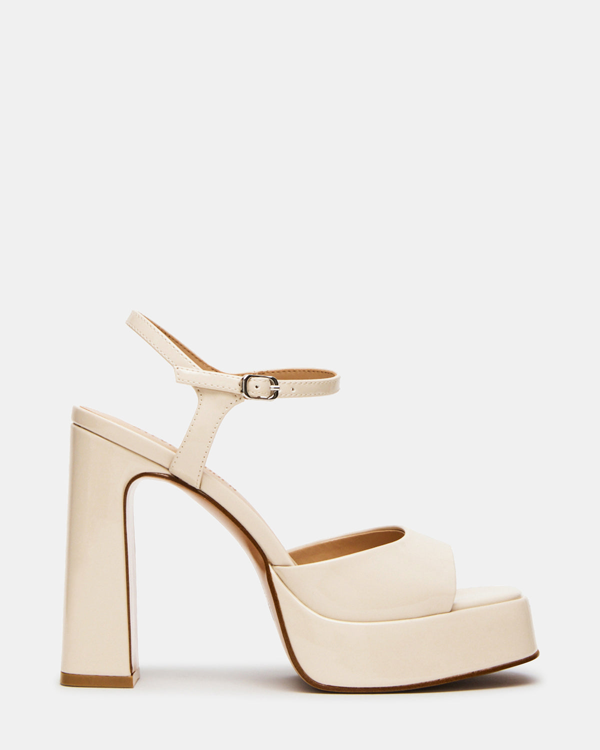 LINADRA Bone Patent Platform Square-Toe Strappy Women's Heel