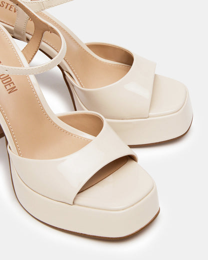LINADRA Bone Patent Platform Square-Toe Strappy Women's Heel