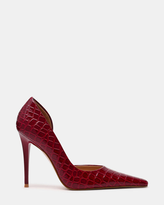 ELEGANT Red Crocodile Pointed-Toe Stiletto Pump Women's Heel