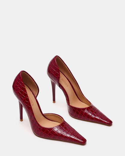 ELEGANT Red Crocodile Pointed-Toe Stiletto Pump Women's Heel