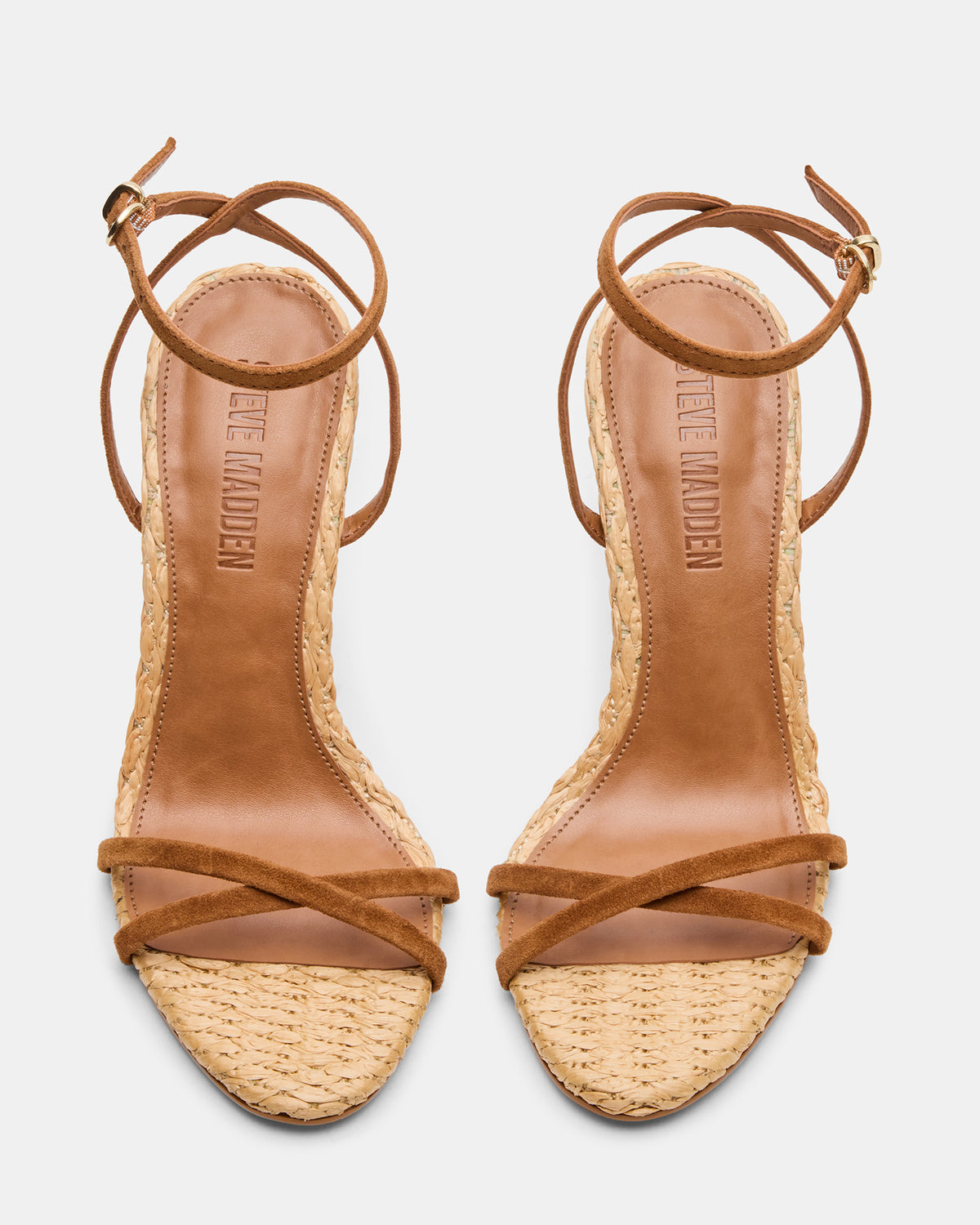 JYPSEY Chestnut Suede Raffia Strappy Stiletto Women's Heel