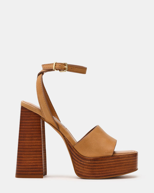 FLORIA Banana Leather Women's Platform Square-Toe Block Heel