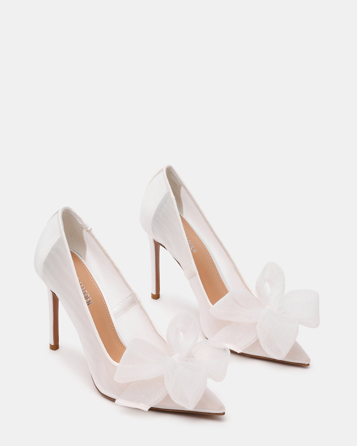 TAFFY White Bow Pointed-Toe Stiletto Pump Women's Heel