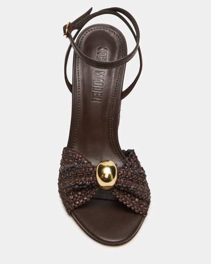 CHEYLA Brown Multi Raffia Women's Block Heels