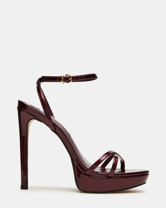 JUNI Cherry Pearl Criss Cross Stiletto Ankle Strap Women's Heel
