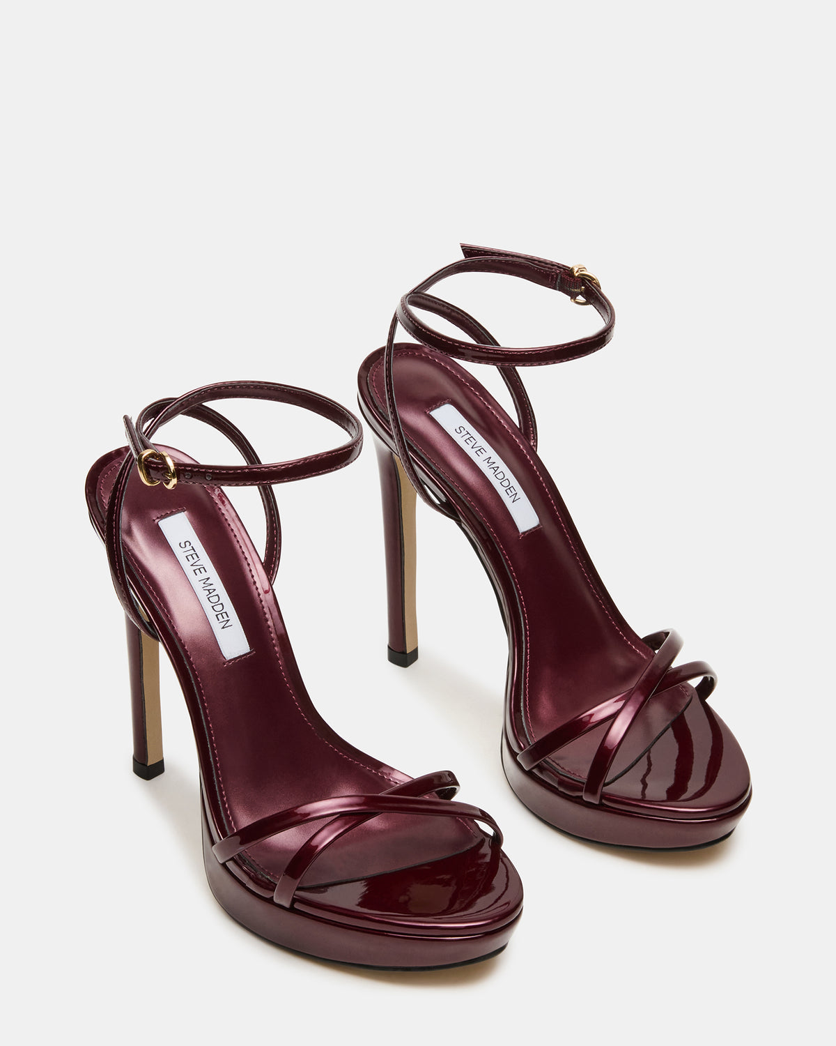 JUNI Cherry Pearl Criss Cross Stiletto Ankle Strap Women's Heel