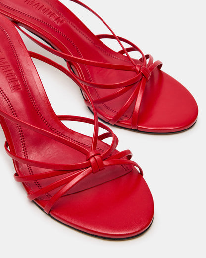 EDNA Red Leather Strappy Mule Women's Heel