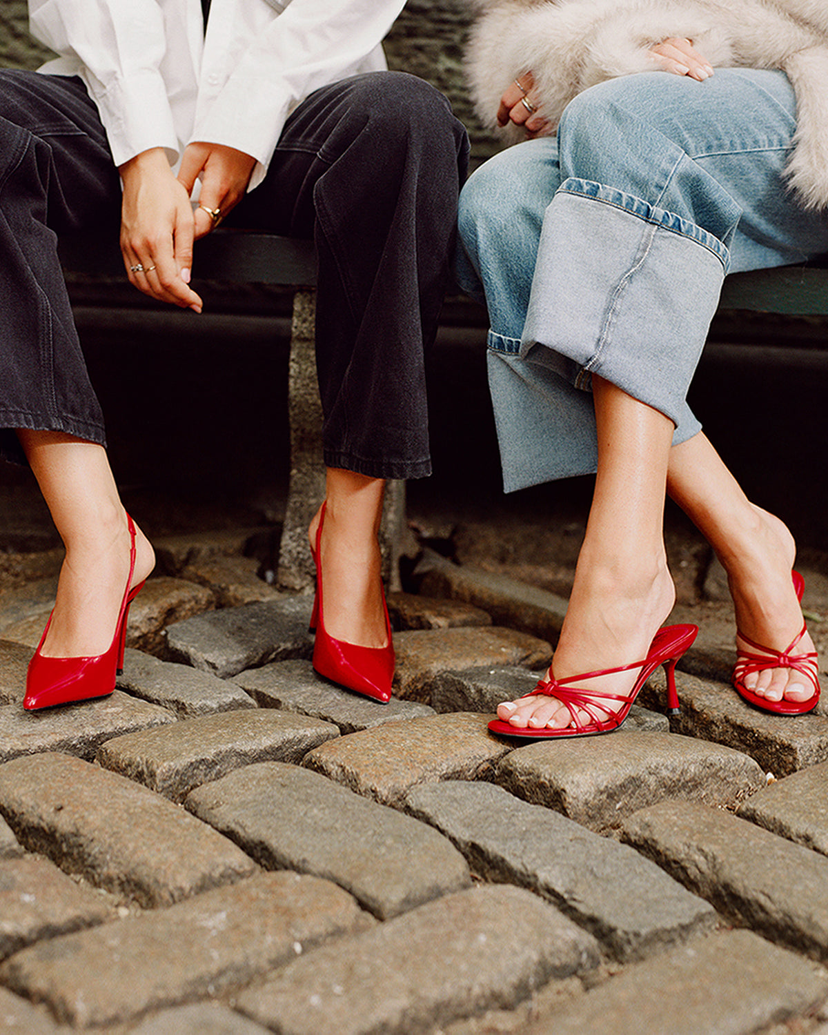 EDNA Red Leather Strappy Mule Women's Heel