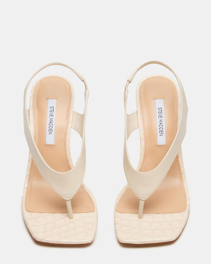 IMPROV Bone Leather Square-Toe Thong Slingback Women's Heel