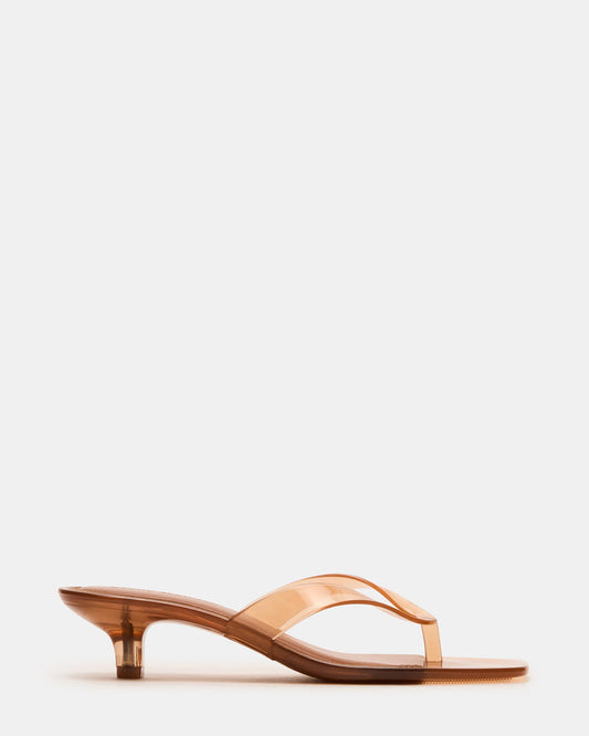 TRACIE Jelly Tan Thong Strap Women's Kitten Heel