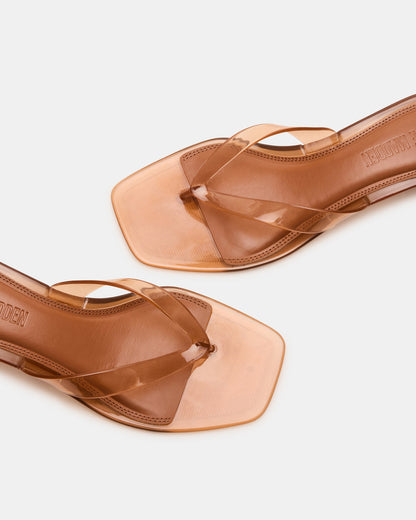 TRACIE Jelly Tan Thong Strap Women's Kitten Heel