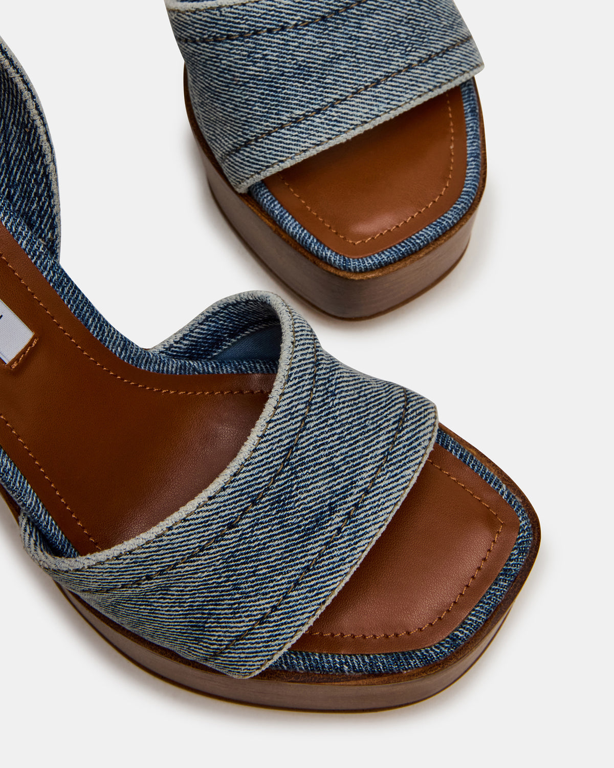FLORIA Denim Square-Toe Block Heel Platform Women's Heel