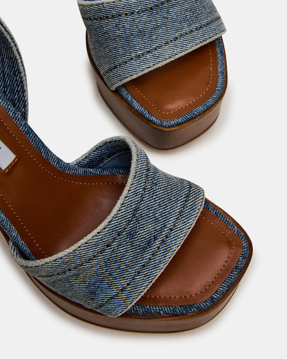 FLORIA Denim Square-Toe Block Heel Platform Women's Heel