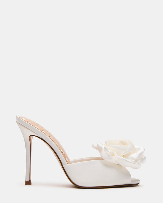 PRIYA Flower Ivory Satin Mule Women's Heel
