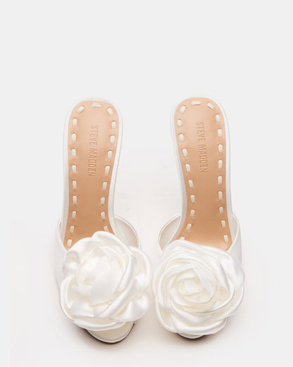 PRIYA Flower Ivory Satin Mule Women's Heel