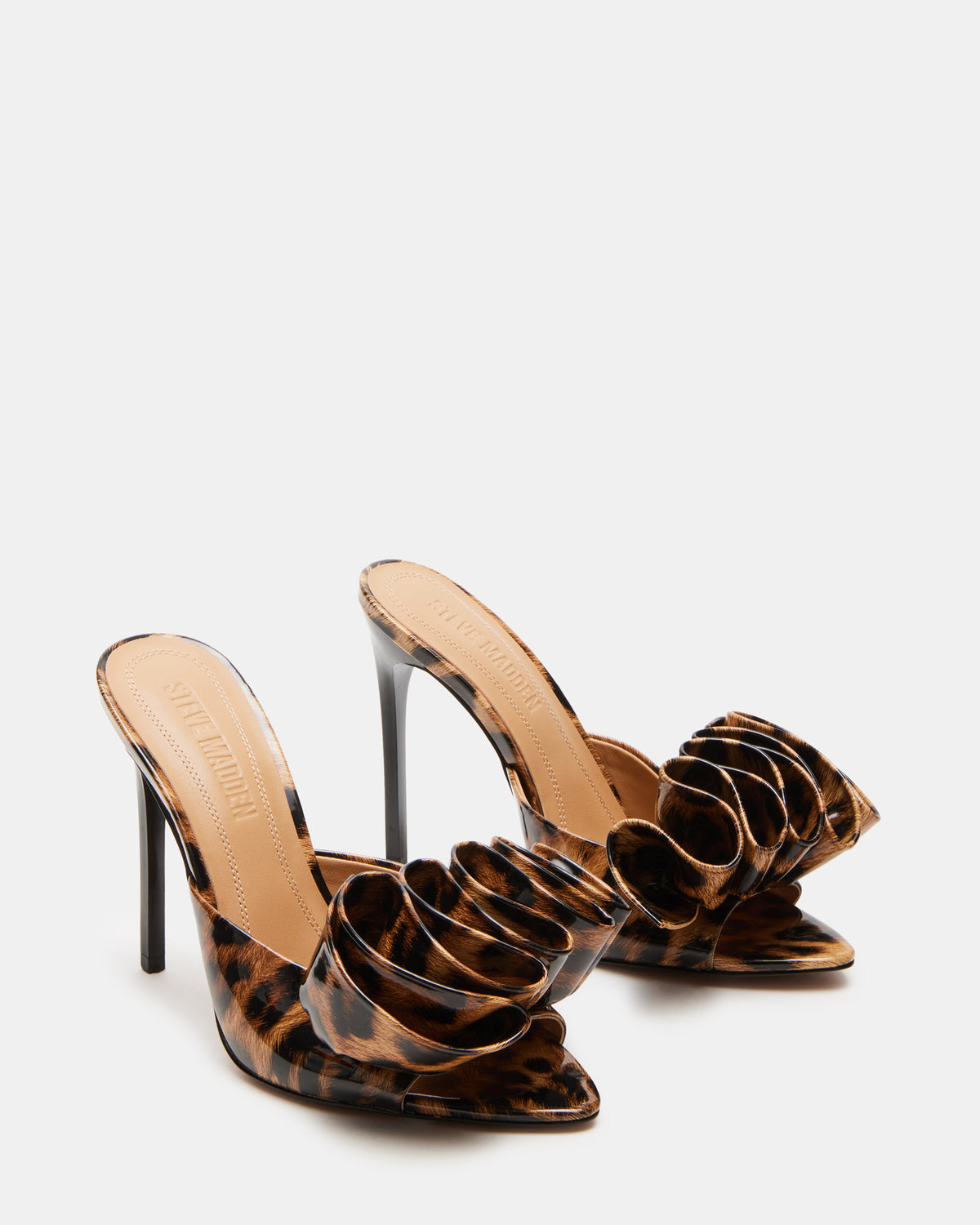 AFFINITY Leopard Patent Women's Multi Pointed-Toe Stiletto Mule Heel