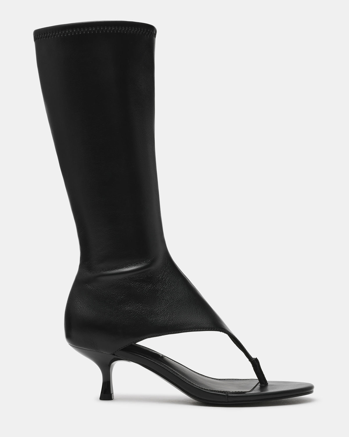 RELENTLESS Black Thong Open-Toe Boot Shaft Women's Heel