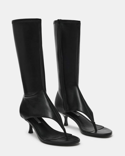 RELENTLESS Black Thong Open-Toe Boot Shaft Women's Heel