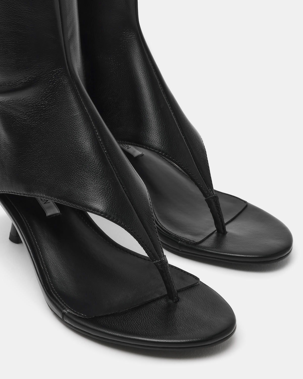 RELENTLESS Black Thong Open-Toe Boot Shaft Women's Heel