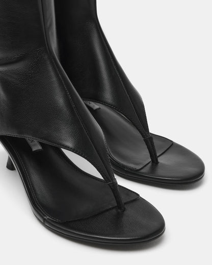 RELENTLESS Black Thong Open-Toe Boot Shaft Women's Heel
