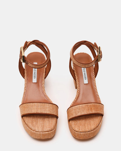 ELIDA Raffia Ankle Strap Platform Women's Block Heel