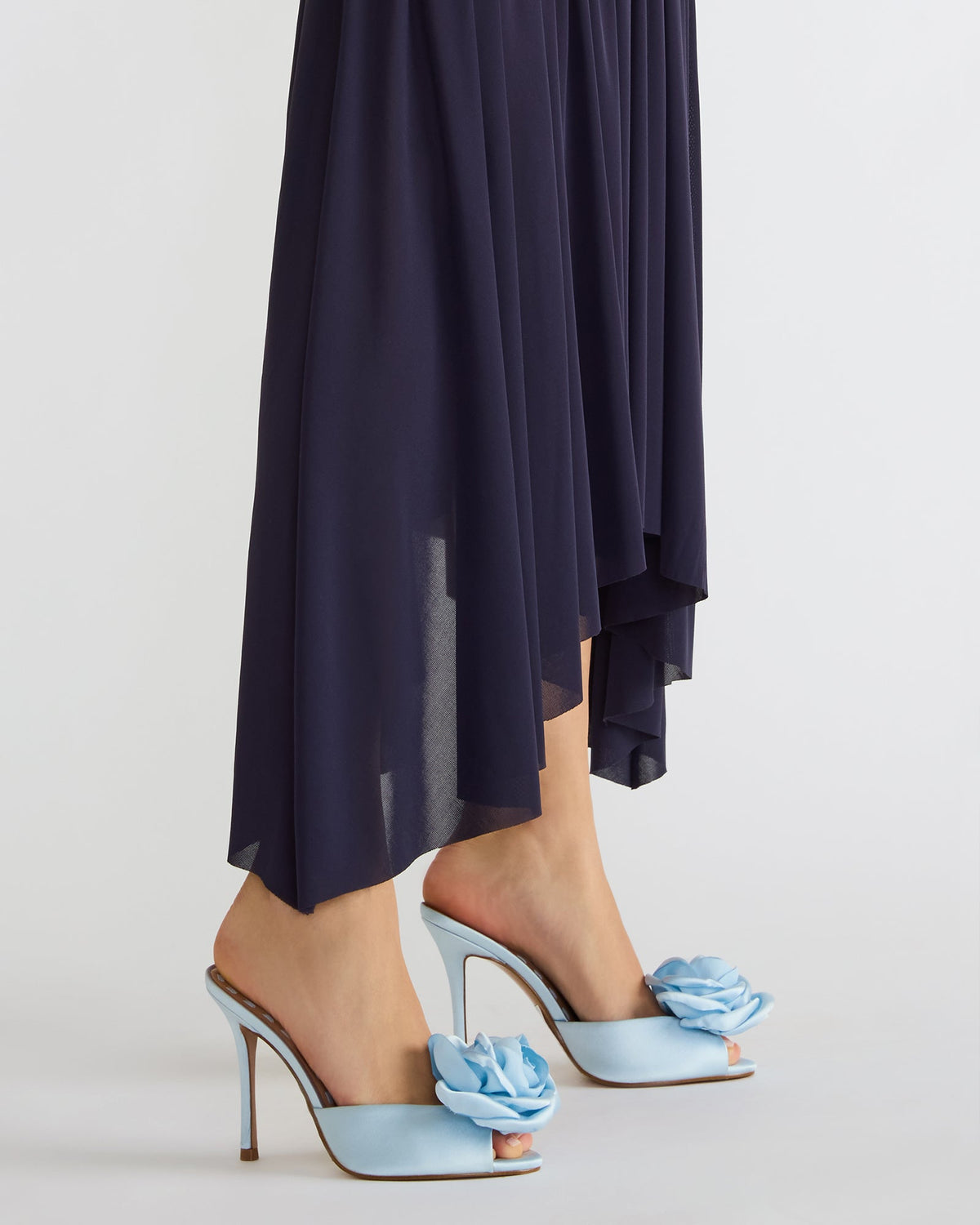 PRIYA Flower Blue Satin Mule Women's Heel