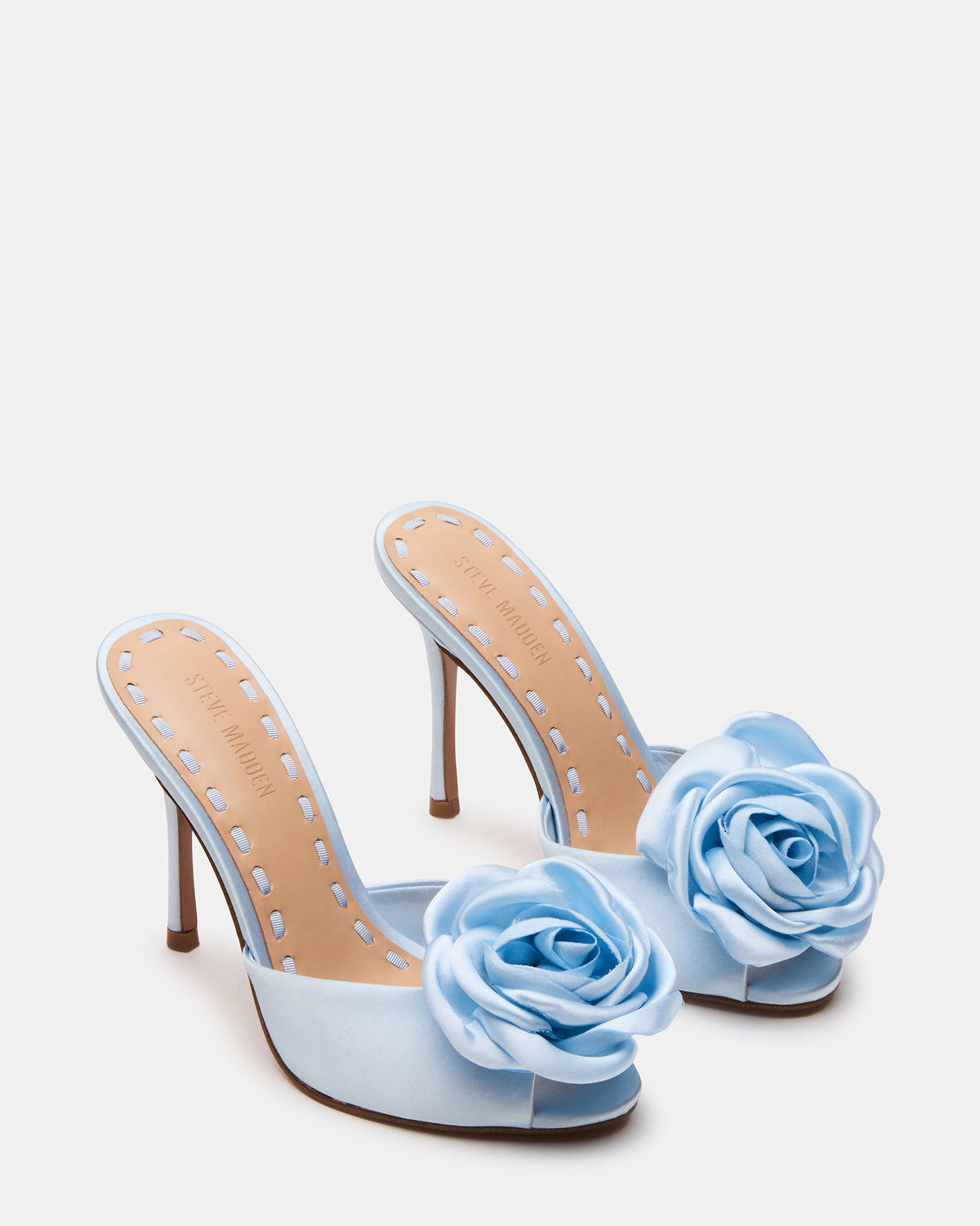 PRIYA Flower Blue Satin Mule Women's Heel