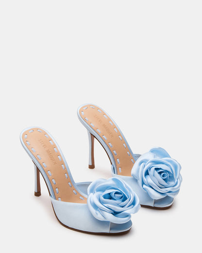 PRIYA Flower Blue Satin Mule Women's Heel