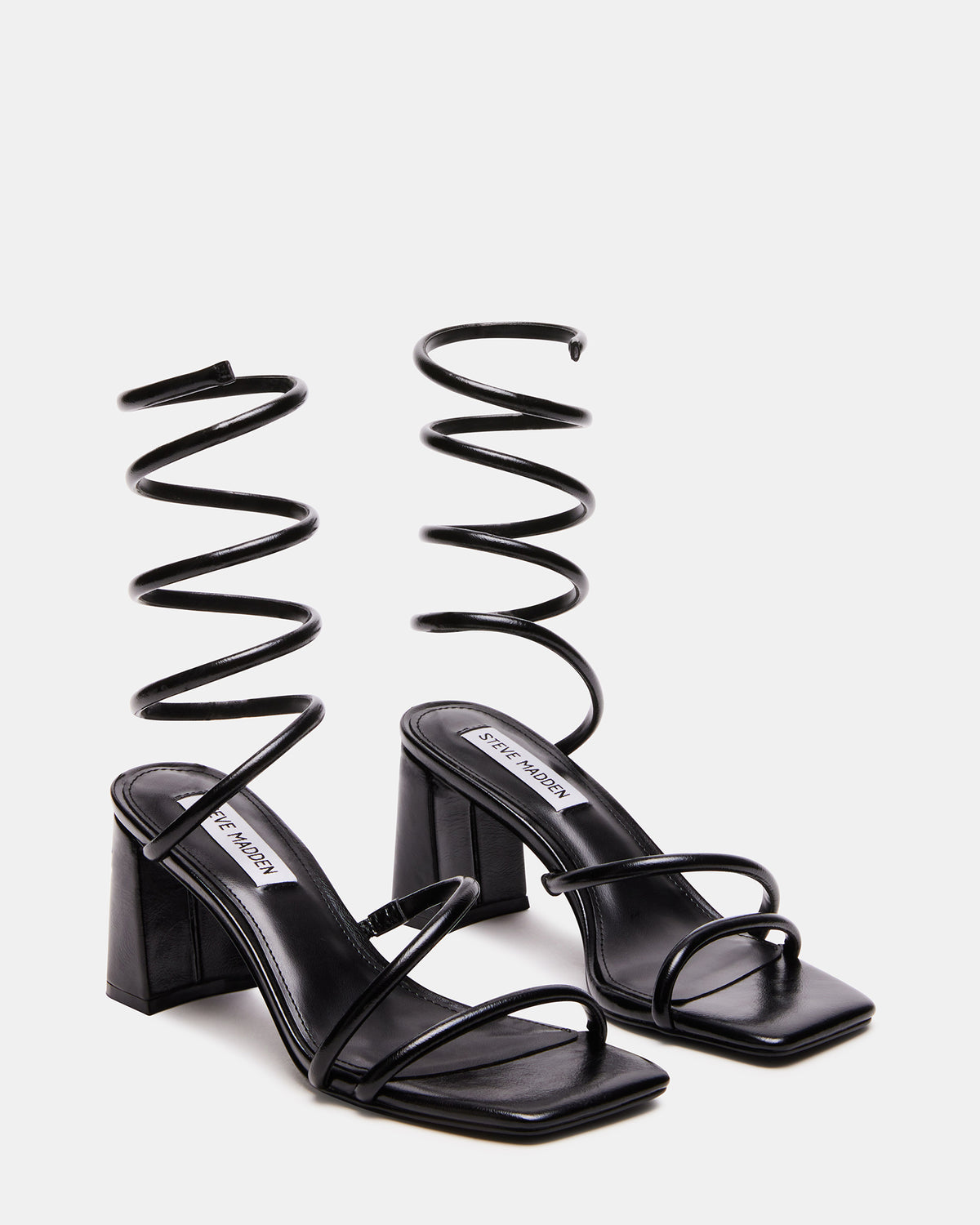 LOPEZ Black Women's Square Toe Strappy Heel
