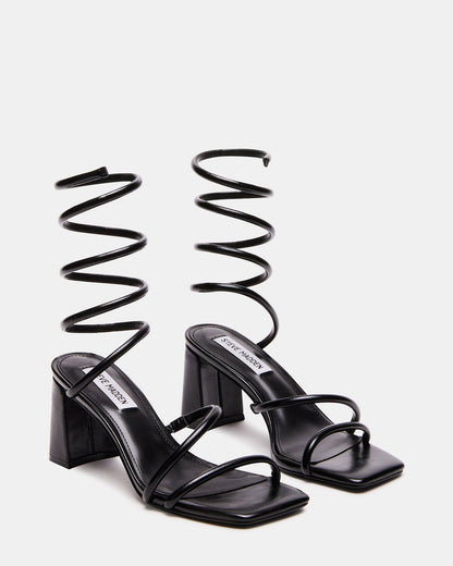 LOPEZ Black Women's Square Toe Strappy Heel