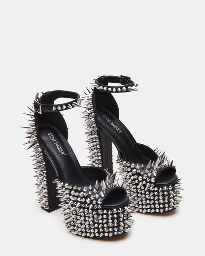 PUNK Black Platform Moto Block Heel Women's Heel