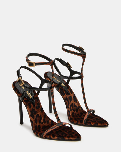 SALMA Animal Multi Stiletto Strappy Open-Toe Ankle Strap Women's Heel