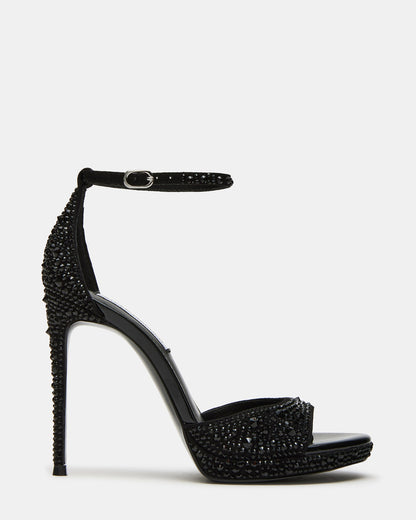 WILEY Black Rhinestone Women's Open Toe Stiletto Heel