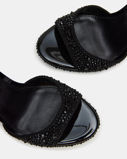 WILEY Black Rhinestone Women's Open Toe Stiletto Heel