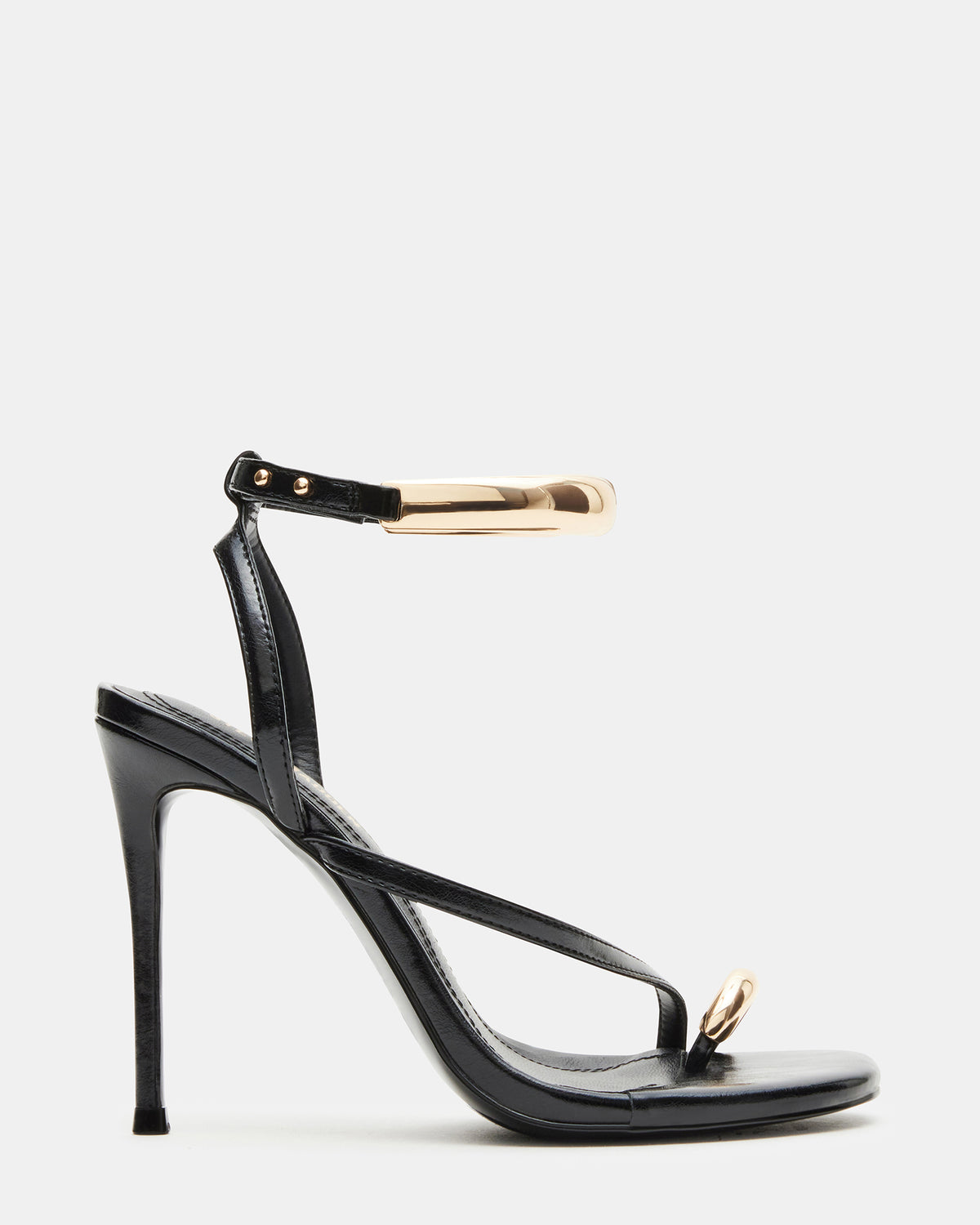 TIA Black Strappy Open-Toe Stiletto Women's Heel