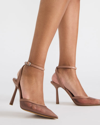 ALLIANCE Mesh Mocha Pointed-Toe Pump Women's Heel