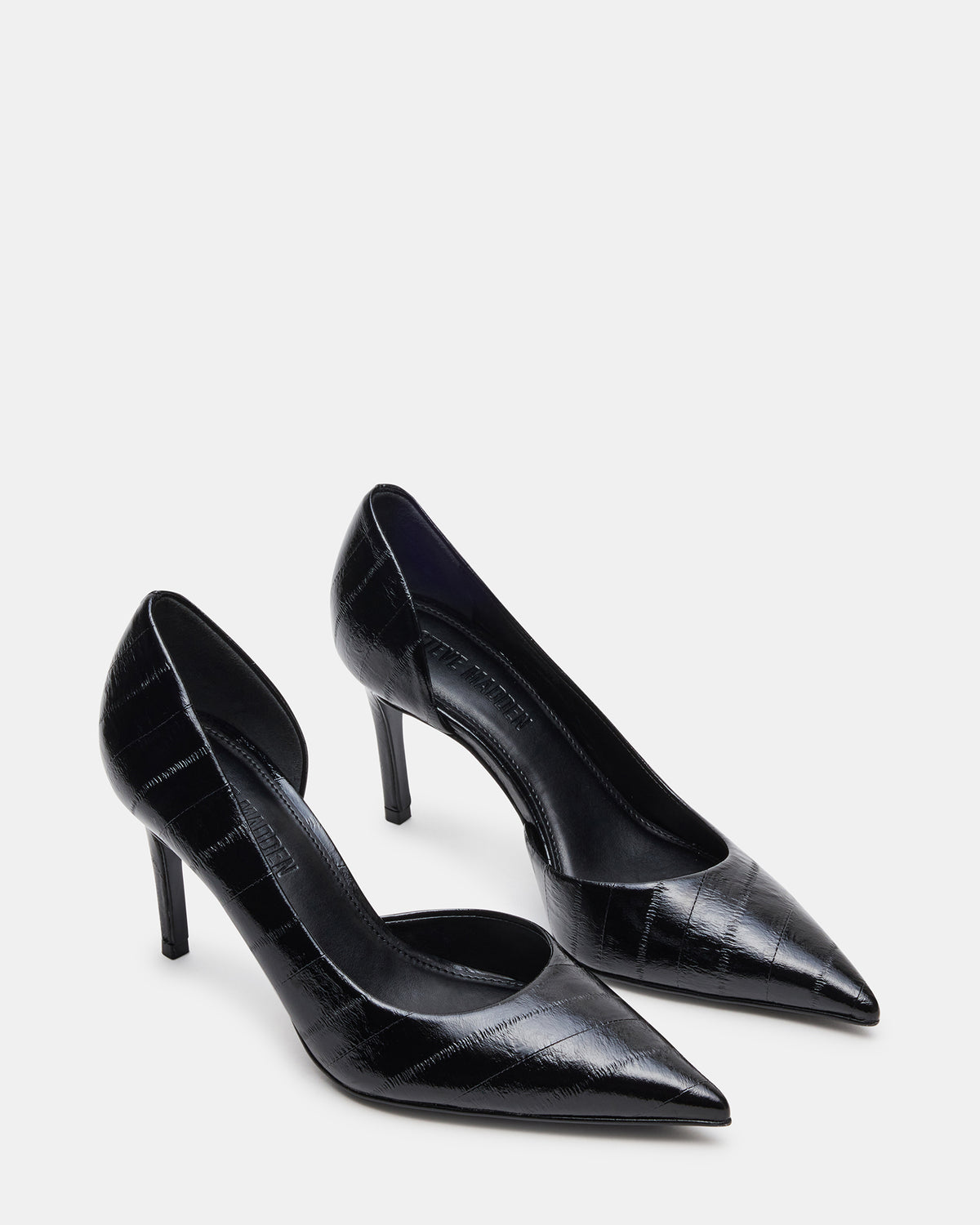 NULA Black Eel Pointed-Toe Stiletto Pump Women's Heel