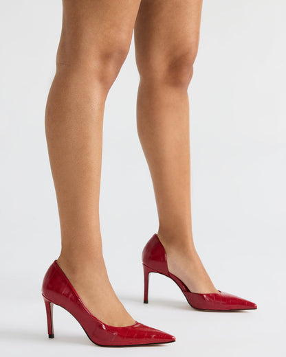 NULA Black Eel Pointed-Toe Stiletto Pump Women's Heel