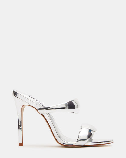 SATURN Silver Stiletto Mule Women's Heel