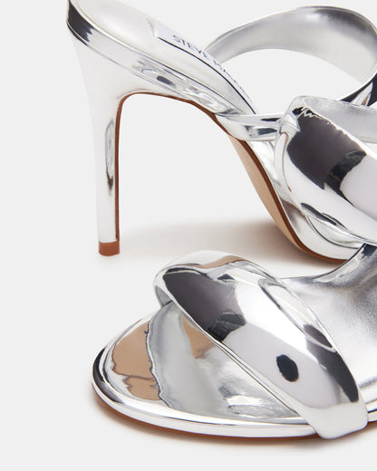 SATURN Silver Stiletto Mule Women's Heel