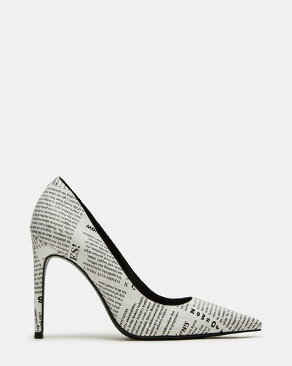 NOIR Newspaper Pointed-Toe Stiletto Pump Women's Heels