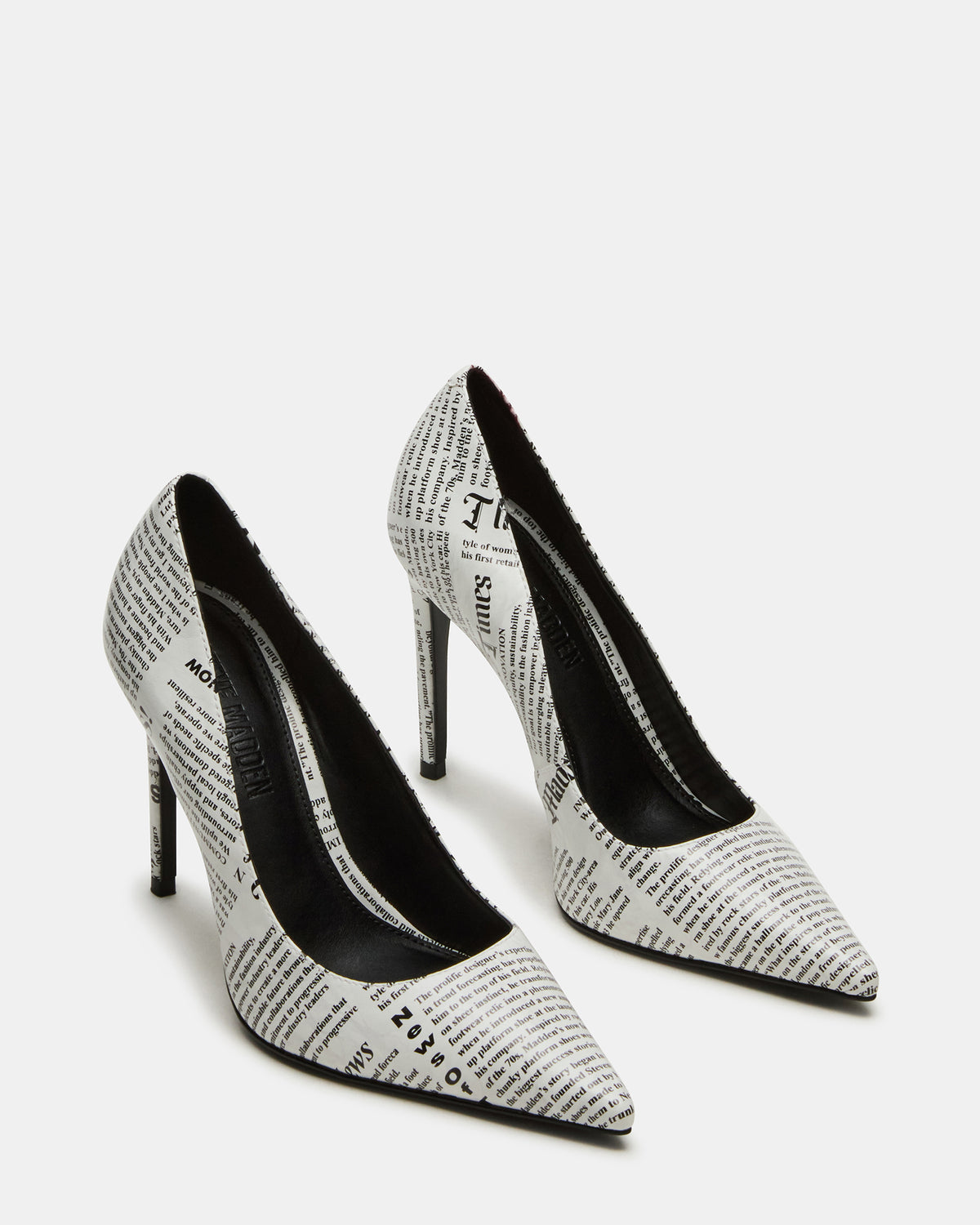 NOIR Newspaper Pointed-Toe Stiletto Pump Women's Heels