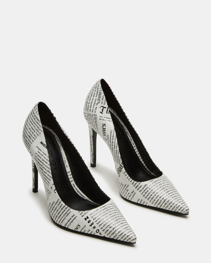 NOIR Newspaper Pointed-Toe Stiletto Pump Women's Heels