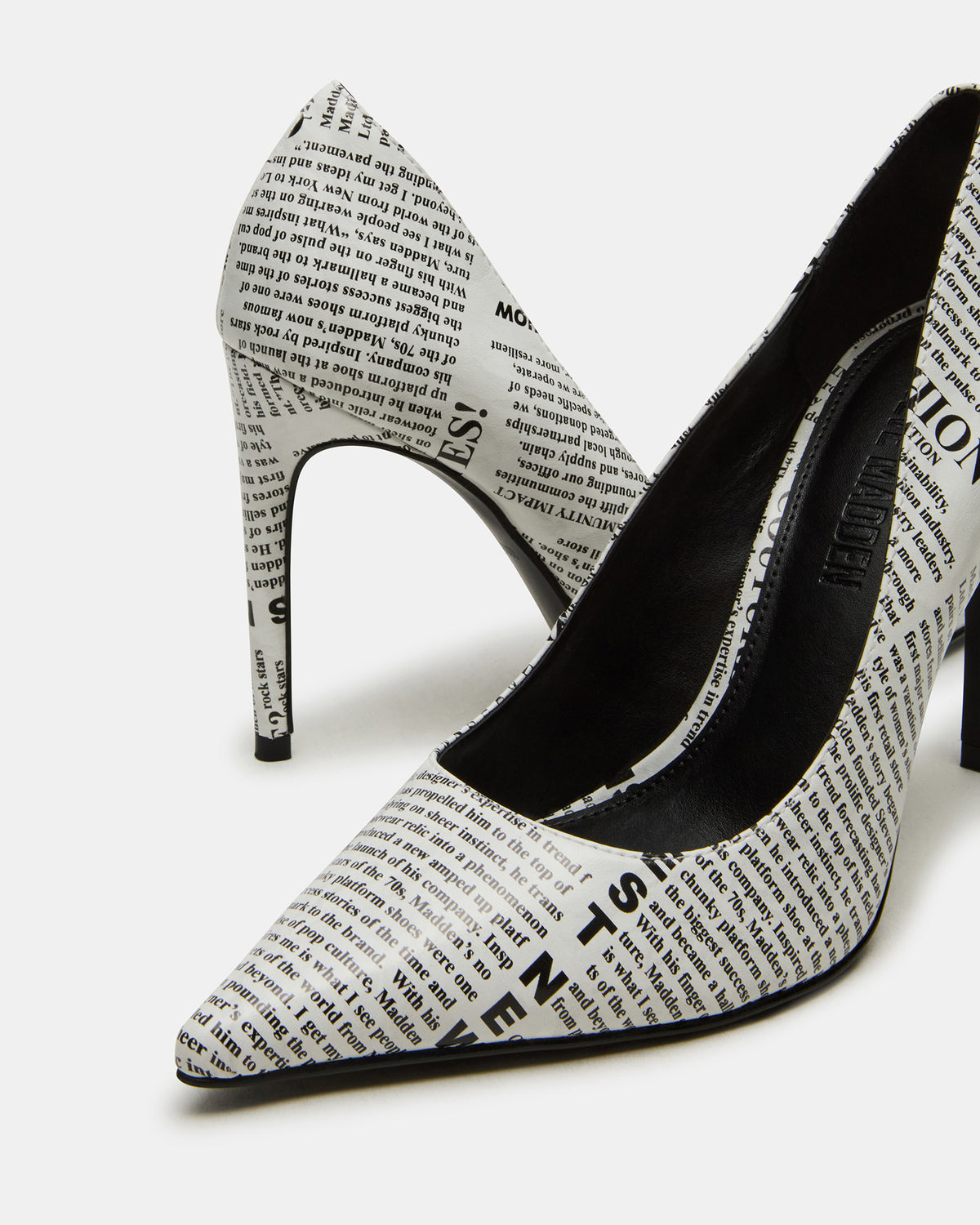 NOIR Newspaper Pointed-Toe Stiletto Pump Women's Heels