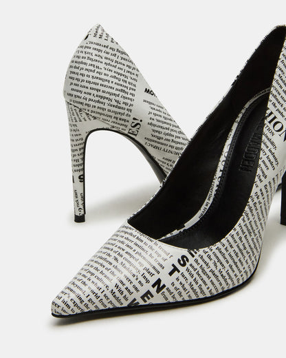 NOIR Newspaper Pointed-Toe Stiletto Pump Women's Heels
